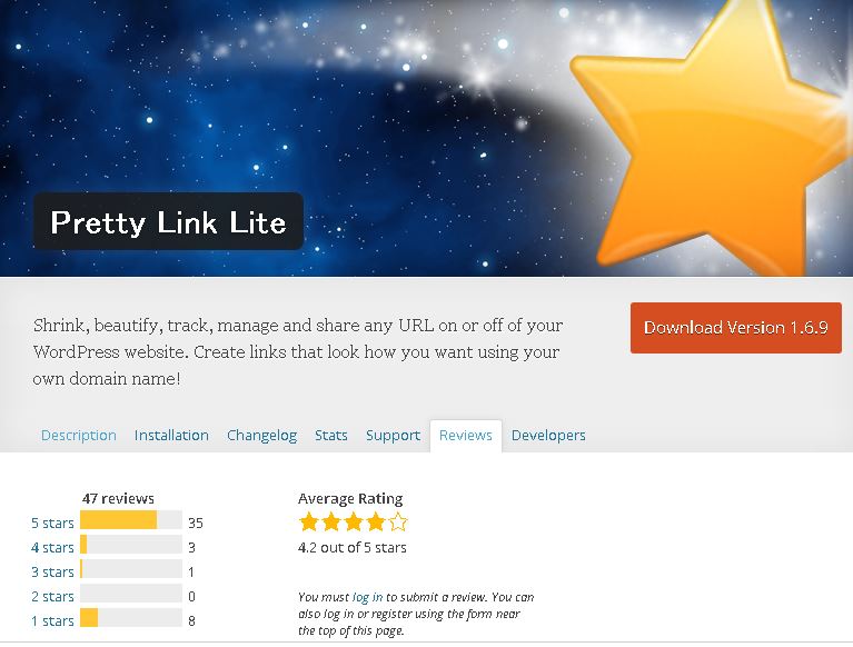 prettylinkrv - Pretty Link Lite　の導入とブックマークレット